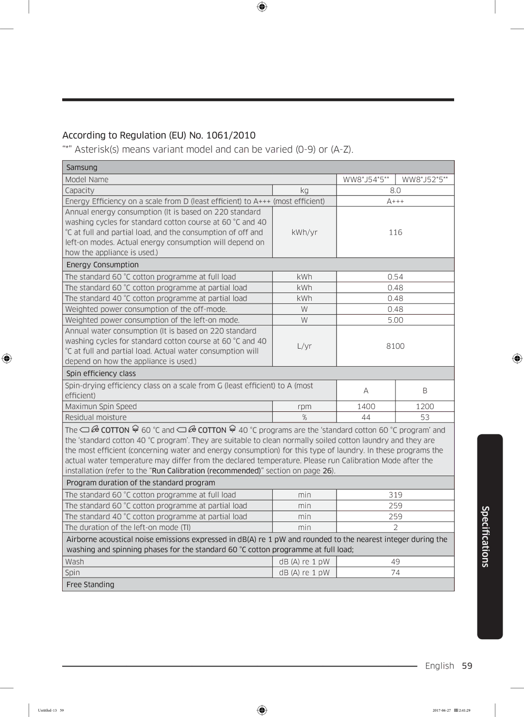 Samsung WW80J5355MW/AD, WW70J5355MW/AD manual English 59  